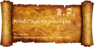 Mihályk Priszcilla névjegykártya